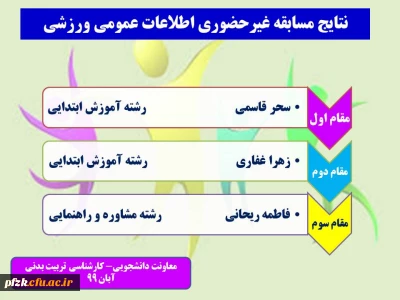 نتایج مسابقه غیر حضوری اطلاعات عمومی ورزشی