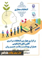 پوستر برگزاری چهارمین انتخابات سراسری کانون های دانشجویی همیاران بهداشت و سلامت جسم و روان