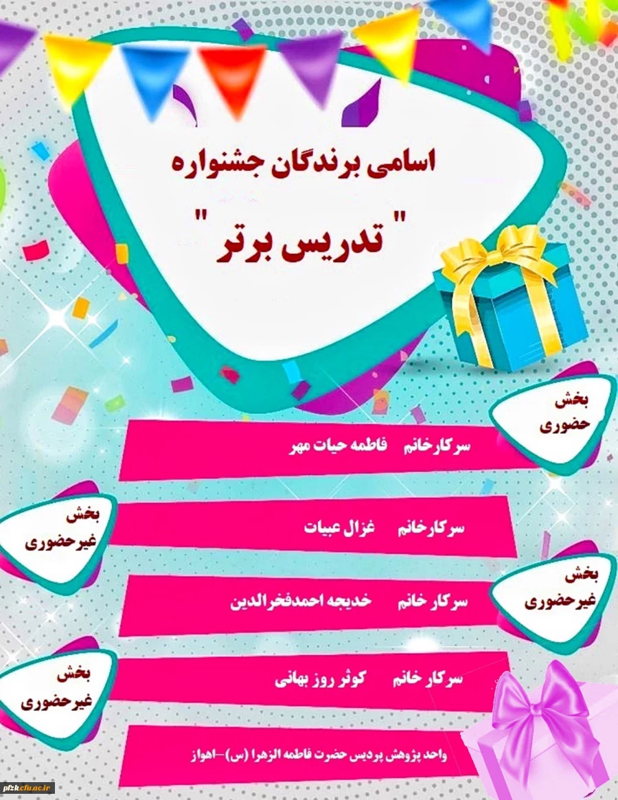 اسامی برندگان جشنواره تدریس برتر