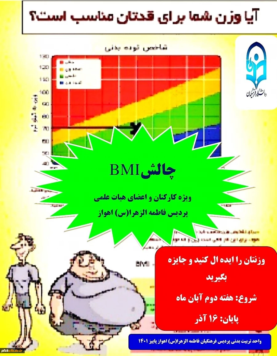 چالش BMI ویژه کارکنان و اعضای هیات علمی پردیس فاطمه الزهرا(س) اهواز