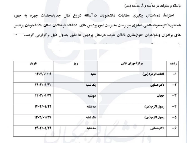 جلسه چهره به چهره با حضور جناب آقای دکتر صالحی