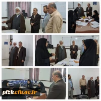 بازدید صالحی ریاست امور پردیس های دانشگاه فرهنگیان استان و حجت الاسلام والمسلمین جوانمردزاده مسئول نهاد نمایندگی مقام معظم رهبری در دانشگاه فرهنگیان استان خوزستان و تیم همراه از روند برگزاری ارزیابی تکمیلی (مصاحبه) داوطلبین ورود به دانشگاه فرهنگیان_ پردیس