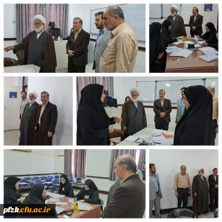 بازدید صالحی ریاست امور پردیس های دانشگاه فرهنگیان استان و حجت الاسلام والمسلمین جوانمردزاده مسئول نهاد نمایندگی مقام معظم رهبری در دانشگاه فرهنگیان استان خوزستان و تیم همراه از روند برگزاری ارزیابی تکمیلی (مصاحبه) داوطلبین ورود به دانشگاه فرهنگیان_ پردیس فاطمه الزهرا (س) اهواز