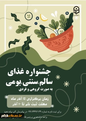 جشنواره غذای سالم، سنتی، بومی به صورت گروهی و فردی