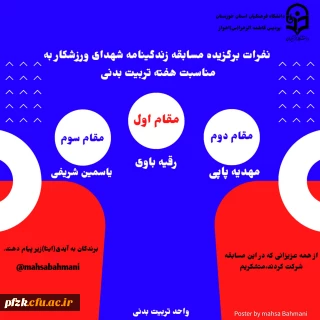 نفرات برگزیده مسابقه زندگینامه شهدای ورزشکار به مناسبت هفته تربیت بدنی