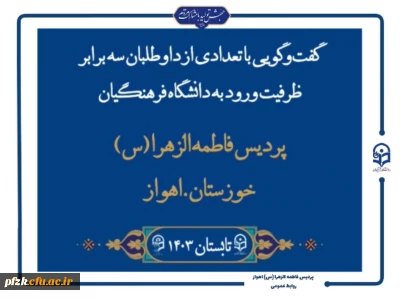 روابط عمومی و گروه رسانه پردیس حضرت فاطمه الزهرا(س) اهواز تقدیم می کند:

گفت و گویی با تعدادی از داوطلبان سه برابر ظرفیت ورود به دانشگاه فرهنگیان- پردیس حضرت فاطمه الزهرا(س) اهواز تابستان ۱۴۰۳