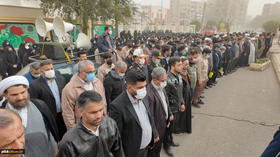 گزارش تصویری از مراسم تشییع شهید گمنام در پردیس حضرت فاطمه الزهرا(س) اهواز