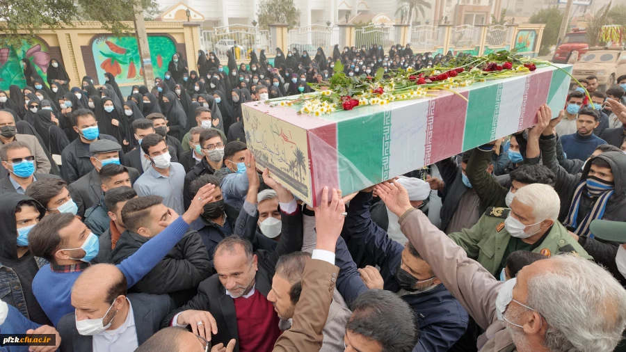 گزارش تصویری از مراسم تشییع شهید گمنام در پردیس حضرت فاطمه الزهرا(س) اهواز